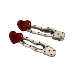 Load image into Gallery viewer, Red Heart Cherry Polka Dot Hair Clip Women S5P912