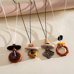 Load image into Gallery viewer, Leather Cord Resin Wood Round Pendant Necklace N6H140