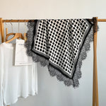 Load image into Gallery viewer, Vintage Lace Trim Satin Square Scarf 70cm Women N6H121
