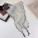 Load image into Gallery viewer, Womens Black and White Polka Dot Beaded Triangle Scarf N6K272