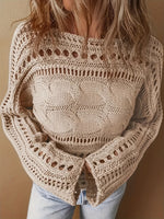 Load image into Gallery viewer, Crochet Cardigan Openwork Long Sleeve Crop Top Women N6A156