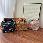 Load image into Gallery viewer, Handmade Cotton Linen Drawstring Cosmetic Pouch N6F174