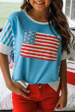 Load image into Gallery viewer, Flag Print Pullover T-shirt Women N6C361