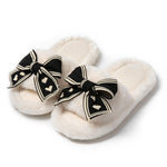 Load image into Gallery viewer, Heart Bow Open-Toe Slippers Women Plush House Shoes M5A287