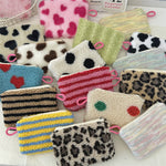 Load image into Gallery viewer, Plush Heart Coin Purse Makeup Bag Key Wallet S5P869