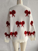 Load image into Gallery viewer, Bow Color Block Sweater Women Sweet Knit Round Neck N5A862