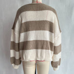 Load image into Gallery viewer, Striped Bow Tie Cardigan Women V Neck Loose Knit N5A842