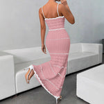 Load image into Gallery viewer, Long Spaghetti Strap Color Block Vacation Dress Women N6A054