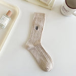 Load image into Gallery viewer, Cable Letter Crew Socks Women Cotton Stackable M5A305