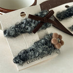 Load image into Gallery viewer, Gray Plush Hair Clip Women Flower Bow Side Barrettes S5P762