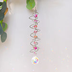 Load image into Gallery viewer, White Crystal Spiral Rotating Sun Catcher Wind Chime N6F294