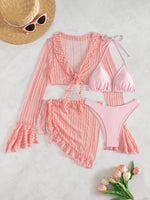 Load image into Gallery viewer, Long Sleeve Ruffle Four Piece Swimsuit N6A020