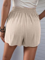 Load image into Gallery viewer, High Waist Casual Linen Shorts Women Dual Pocket N6F238
