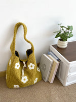 Load image into Gallery viewer, Women's Plush Floral Embroidered Tote Bag N6J218