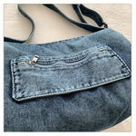 Load image into Gallery viewer, Women's Washed Denim Dumpling Tote Shoulder Bag N6J181