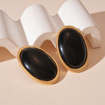 Load image into Gallery viewer, Vintage Resin Oval Geometric Silver Stud Earrings N6H089