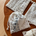 Load image into Gallery viewer, Lace Embroidery Drawstring Cotton Gauze Pouch N6B116