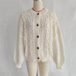 Load image into Gallery viewer, Office Cable Knit Cardigan Women Retro Button Front N5A871