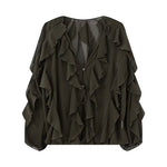 Load image into Gallery viewer, V Neck Layered Ruffle Blouse Women Fashion Shirt N6A153