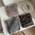 Load image into Gallery viewer, Retro Stripe Tweed Crossbody Bag Women S5P710