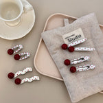 Load image into Gallery viewer, Red Polka Dot Pearl Duckbill Clip Women Sweet S5P903