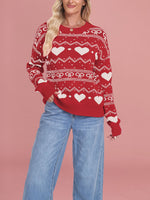 Load image into Gallery viewer, Heart Jacquard Knit Pullover Women Casual N5A910