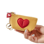 Load image into Gallery viewer, Top Grain Leather Heart Zipper Key Wallet Women Mini S5P933