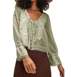 Load image into Gallery viewer, French Lace U Neck Blouse Women N6C097