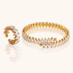 Load image into Gallery viewer, Adjustable Ring Bangle Set Steel Prong-Set Crystals S5P128