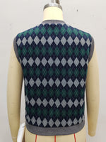 Load image into Gallery viewer, Vintage Jacquard Knit Vest V Neck Button N6A166