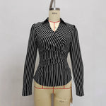 Load image into Gallery viewer, Asymmetric Tie Waist Stripe Shirt Women N5A771