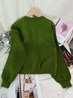 Load image into Gallery viewer, Faux Mink Pearl Button Cardigan Round Neck N6G141