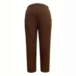 Load image into Gallery viewer, Jacquard Plaid Elastic Waist Pants Women Brown N5A483