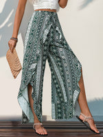 Load image into Gallery viewer, Boho Print Asymmetric Slit Wide Leg Pants Women N6C241