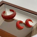 Load image into Gallery viewer, Orange Acrylic Crescent Earring Bracelet Simple Luxe S5P915