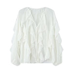 Load image into Gallery viewer, V Neck Layered Ruffle Blouse Women Fashion Shirt N6A153