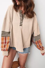 Load image into Gallery viewer, V-Neck Plaid Pullover Sweatshirt Women Relaxed Fit N6B078