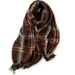 Load image into Gallery viewer, Striped Plaid Faux Cashmere Wrap with Fringe M5A233
