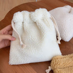 Load image into Gallery viewer, Solid Color Furry Drawstring Pouch Women S5P662