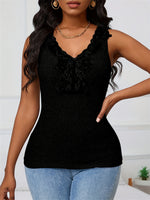 Load image into Gallery viewer, Lace Trim V-Neck Ribbed Tank Top Women N6D206