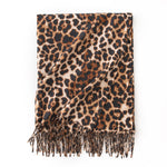 Load image into Gallery viewer, Animal Print Faux Cashmere Wrap with Long Fringe M5A184