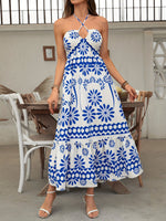 Load image into Gallery viewer, Ethnic Print Off-Shoulder Cross Beach Dress Women N6C255