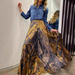 Load image into Gallery viewer, Retro Print Maxi Dress Women Multi color N5A516
