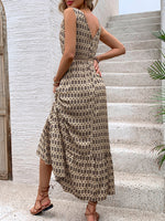Load image into Gallery viewer, Elegant Waist-Defining Geometric Print Shift Dress N6B065