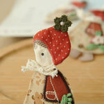 Load image into Gallery viewer, Red Riding Hood Fabric Brooch Storybook Girl Pin N6G025