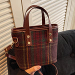 Load image into Gallery viewer, Plaid PU Bucket Bag Women Crossbody Shoulder Tote S5P720