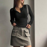 Load image into Gallery viewer, Single Breast Round Neck T-Shirt Women N5A611