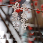 Load image into Gallery viewer, Vintage Lace Long Drop Earrings Women Silver Tone N6A160