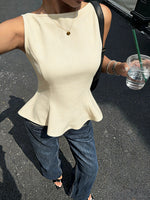 Load image into Gallery viewer, Sleeveless Tie-Waist Peplum Backless Blouse Women N6D081