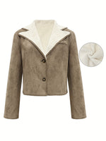 Load image into Gallery viewer, Suede Fleece Jacket Women Brown Sherpa Lined Coat N5A775